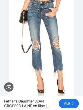 Father's Daughter Style Laine Women’s Distressed High-Rise Blue Jeans